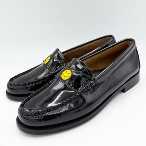 G.H. Bass & Co‎ Whitney Emoji Smiley Weejun Loafer Black Patent Size 5.5 NWOT